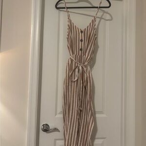 Striped Tan Jumpsuit